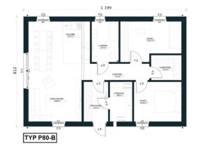 Rzut Nowoczesny dom parterowy projekt Poznań Czapury